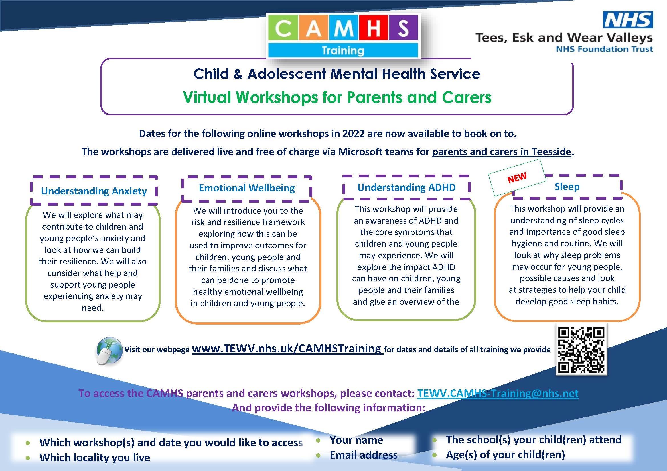 2022 CAMHS Parents  Carers Workshops